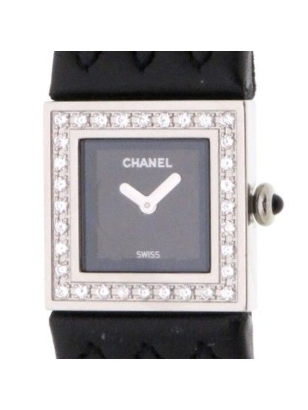 Chanel Quilted Watch Stainless Steel Black Dial Quartz